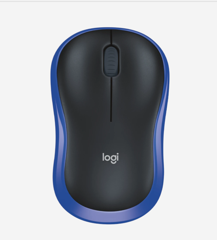 Logitech M185 Wireless Mouse, 2.4GHz with USB Mini Receiver, 12-Month Battery Life, 1000 DPI Optical Tracking, Ambidextrous, Compatible with PC, Mac, Laptop-Blue